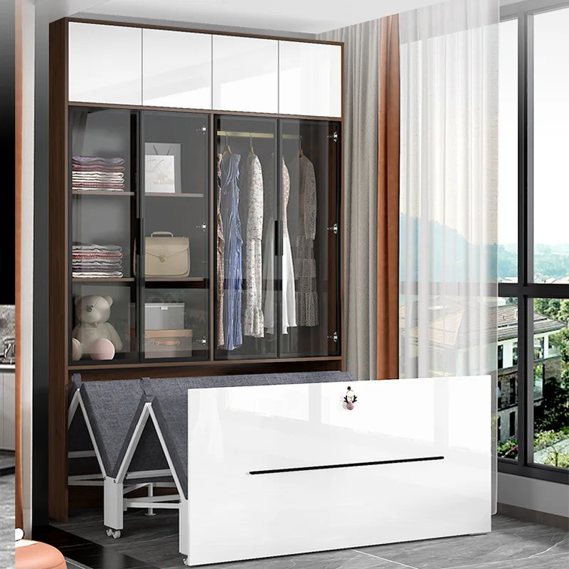Modern Simple Invisible Bed, Wardrobe Integrated Balcony Folding Bed, Small Apartment Household Multi-functional Retractable