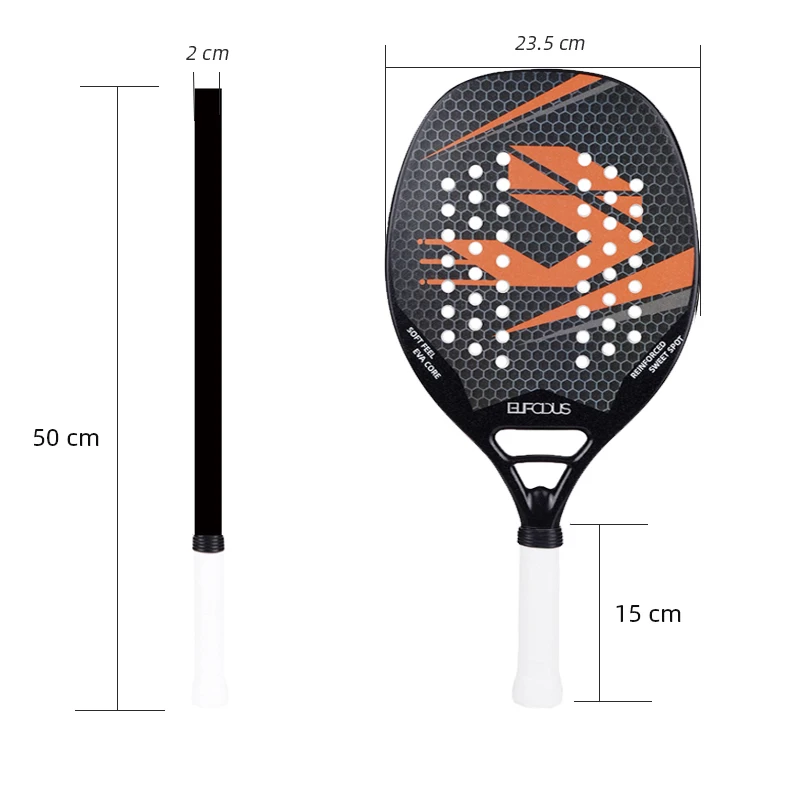 High Quality Rough Surface Carbon and Glass Fiber Beach Tennis Racket with Protective Racquet Cover Bag