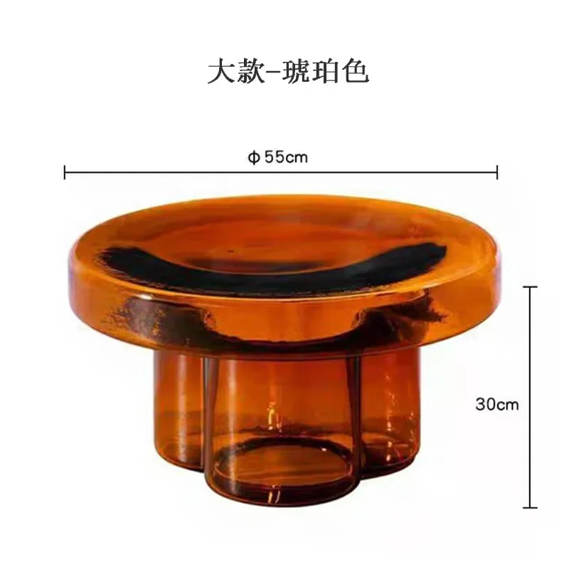 LMM tall and short combination round petals light luxury tempered glass sofa edge few