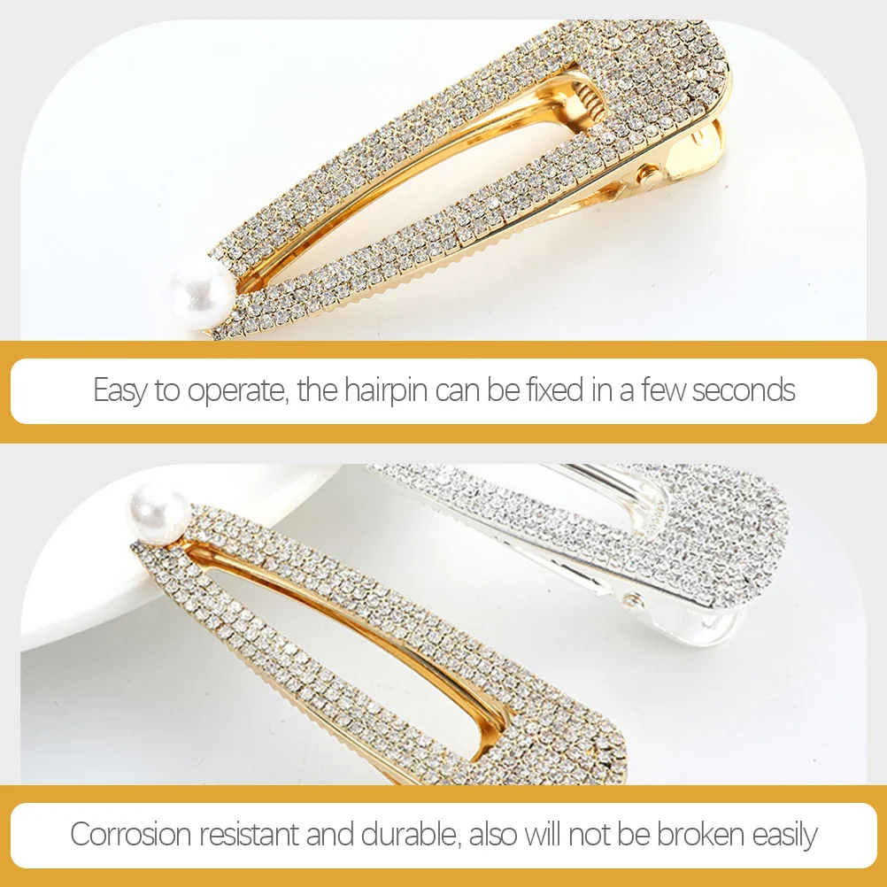 

2Pcs Rhinestone Pearl Hair Clips Elegant Lightweight Hairpins for Women Wedding Daily Wear Bridal Hair Accessories
