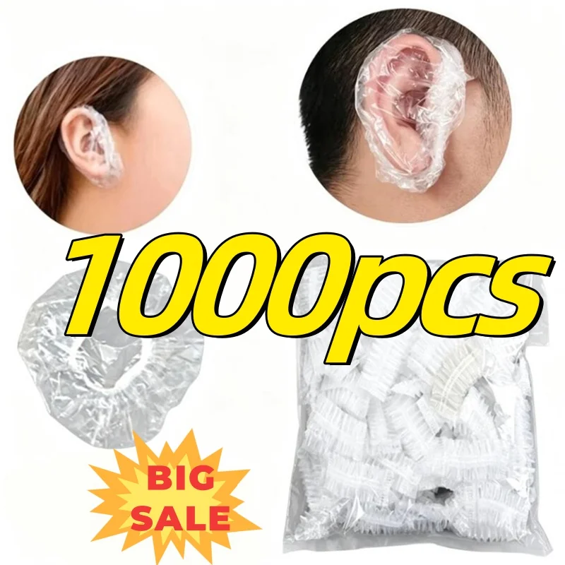 100-1000Pcs Disposable Hairdressing Earmuffs Salon Clear Ear Cover Ear Protection Hair Dye Protect Cap Hair Color Styling Tool