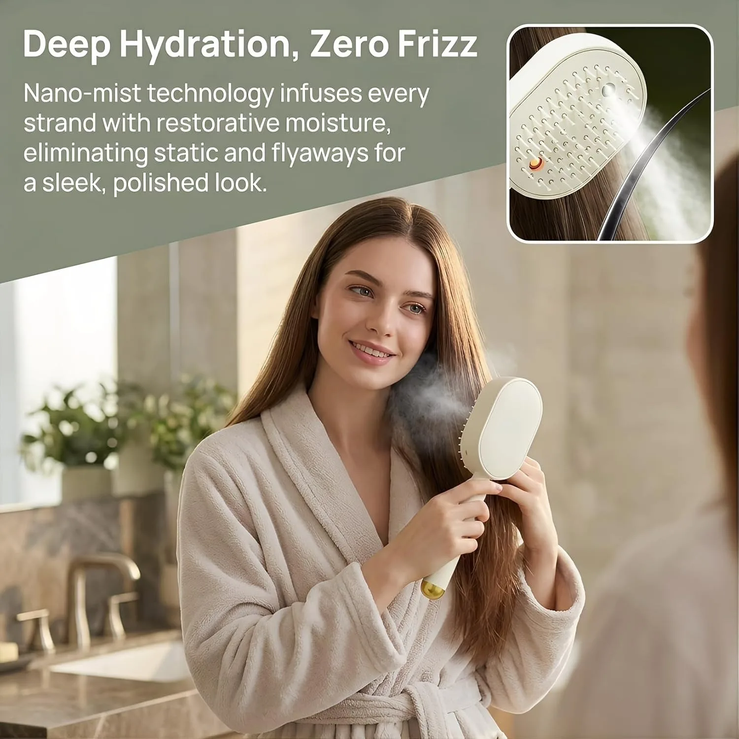 

Electric Steam Hair Brush Comb with Mist Function Stronger Ion Technology for Less Breakage And No Residue - Beautiful Hair Care