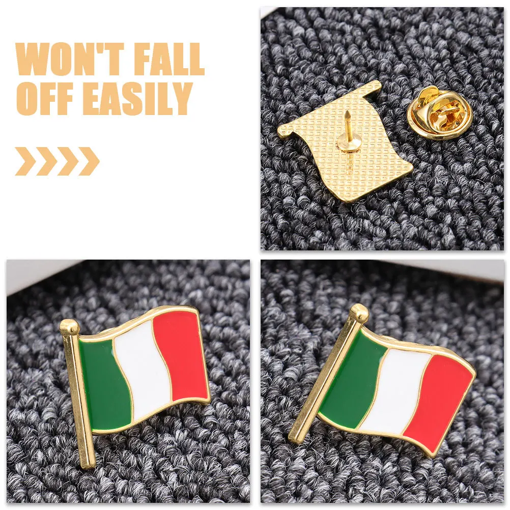 

6pcs Italian Flag Brooch Pins Colorful Metal Decorative Accessories for Clothes Scarf Shawl Party Travel Gifts