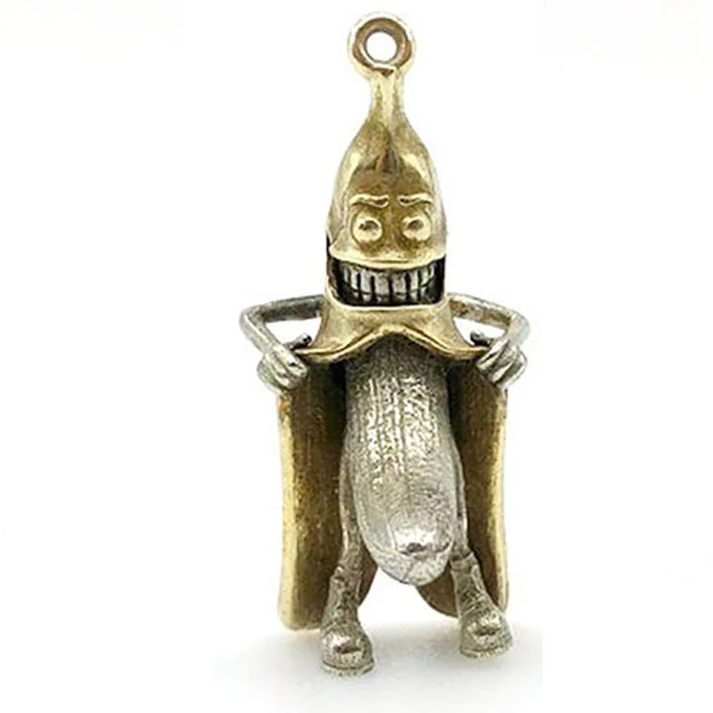 Banana Man Keychain EDC Brass Key Ring Little Funny Outdoor Tool Accessories DIY Pendant