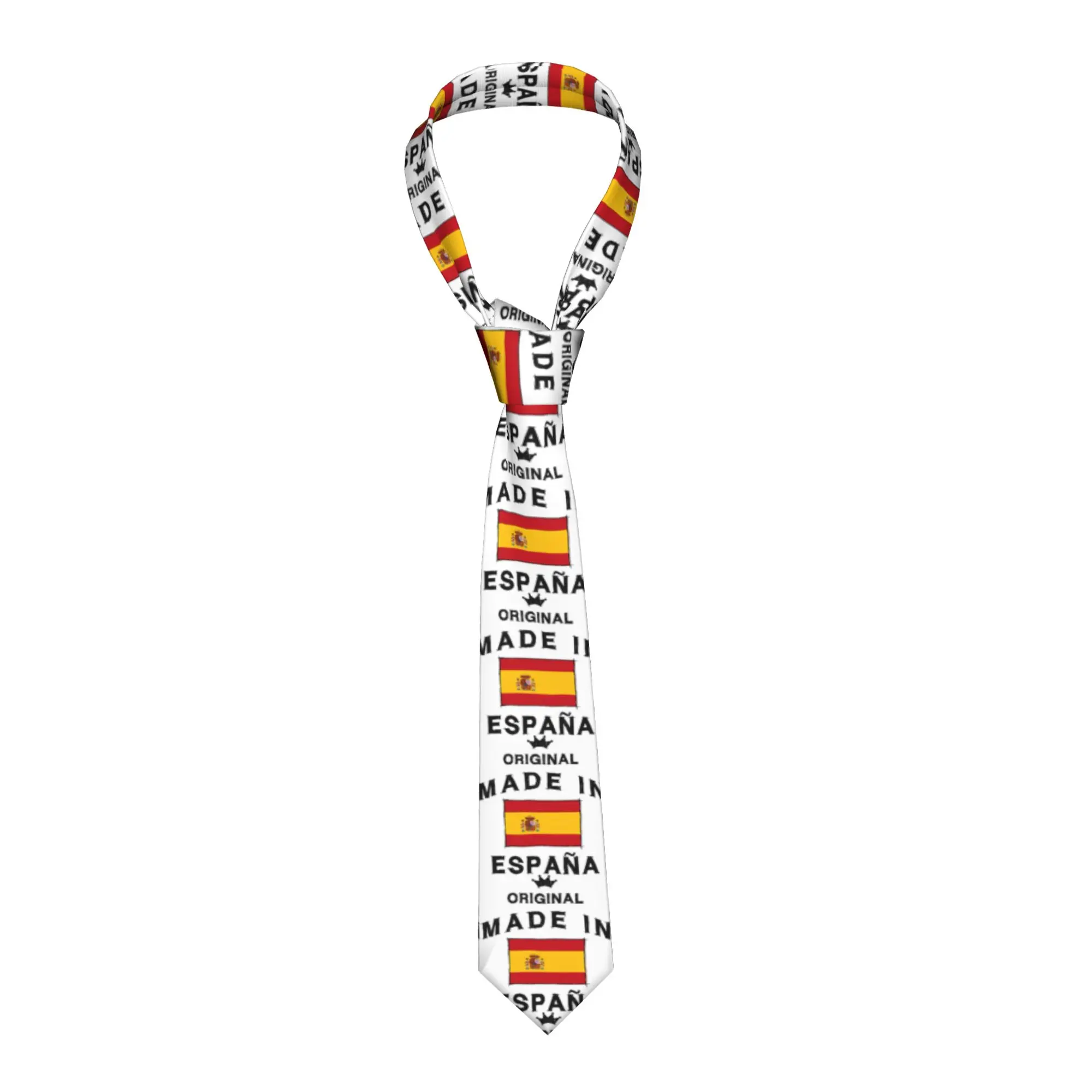 Spain Spanish Flag Tie  Wedding Neck Ties Elegant Neck Tie For Men Custom Collar Tie Necktie Gift Idea