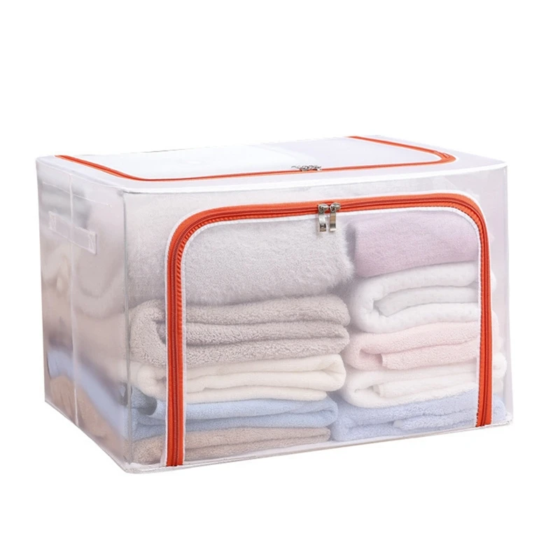 Cloth Clothes Steel Frame Foldable Storage Case Bed Sheet Blanket Pillow Shoe Rack Container E