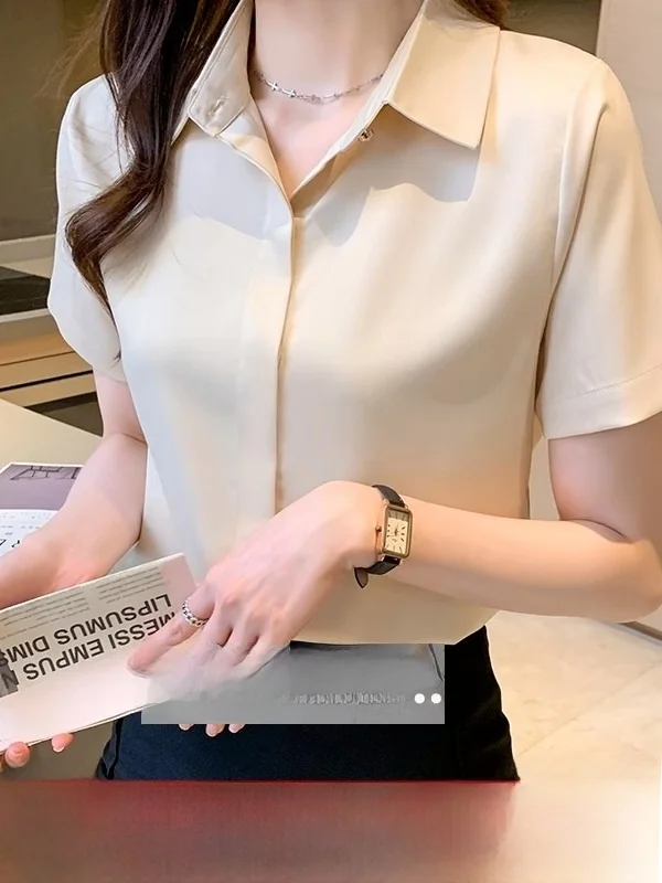 

Slimming Effect Summer Collar ort Sve Women's Chiffon irt Profional Sle Outlet Store Quali Light And Maturi