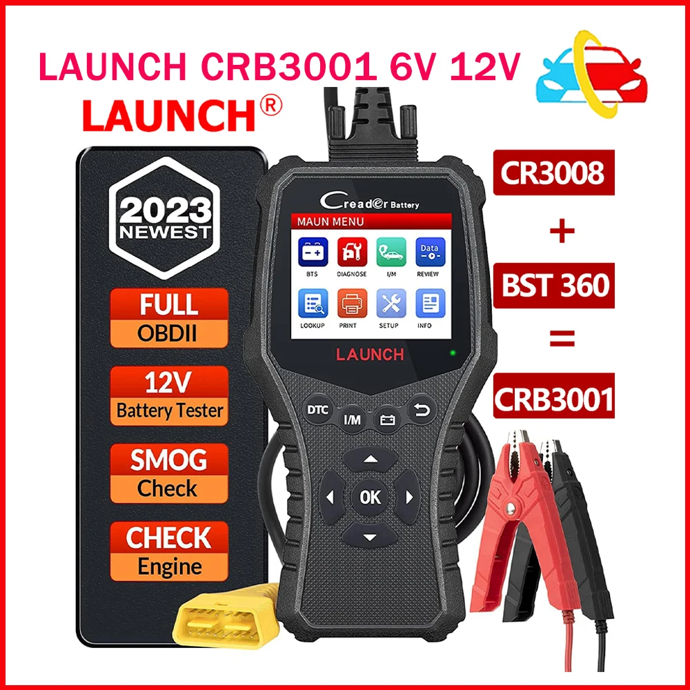 

LAUNCH CRB3001 Car Battery Tester 6V 12V Auto Engine Check All OBD2 Diagnostic Tools 2 in 1 PK X431 CR3001 BM550 Free Update