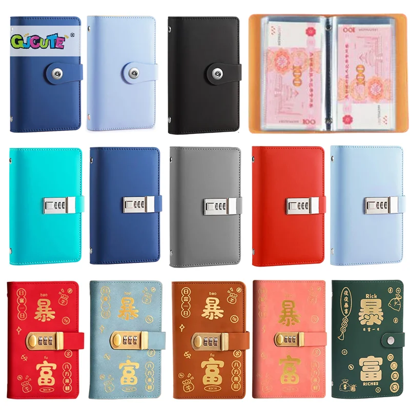 100 Enveloppen Geldbesparende Uitdaging Bindmiddel Herbruikbare Besparingen Geld Uitdaging Notebook Budget Boek PU Vellen Met Wachtwoord Slot