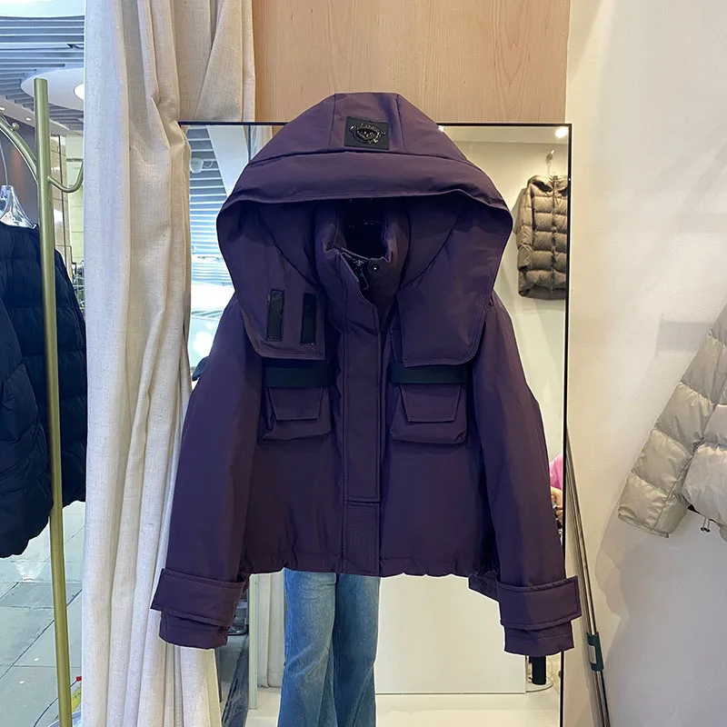 2025年冬新作 レディース ショート丈 取り外し可能キャップ付き ダウンジャケット 高級ホワイトダックダウン 防寒保温