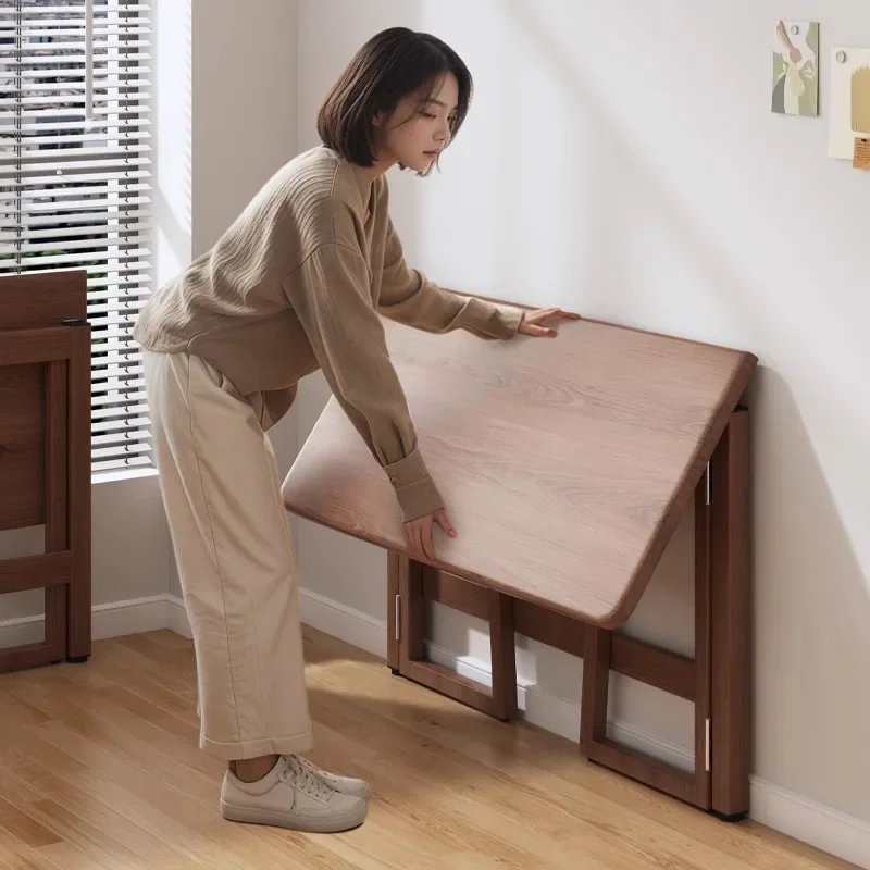 

ZSolid Wood Folding Desk For Home Office – No Assembly Computer Table Study Writing Desk 15mm Thick Desktop Small WorkstationZ