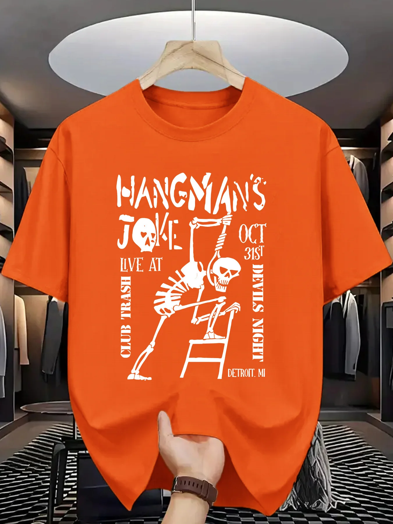 Women Short Sleeve T Shirt Hangmans Joke Skeleton Concert Poster Graphic Crew Neck Tees Soft Tops For Women Daily Street Wear