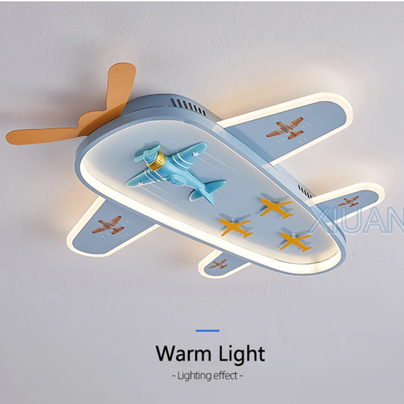 Cartoon Airplane Lamp Boy Bedroom Chandelier Lights AC 220V LED Eye Protection Kids Baby Student Room Ceiling Chandelier Light