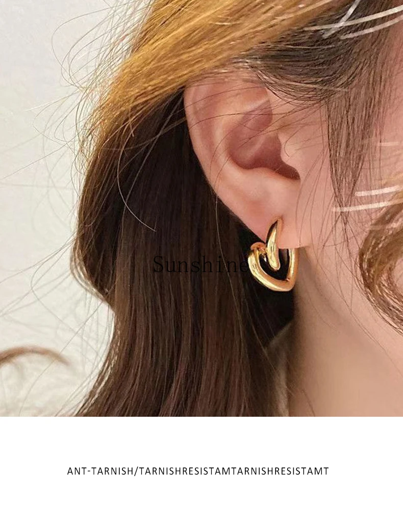 Metal curved love earrings light luxury niche high-end earrings