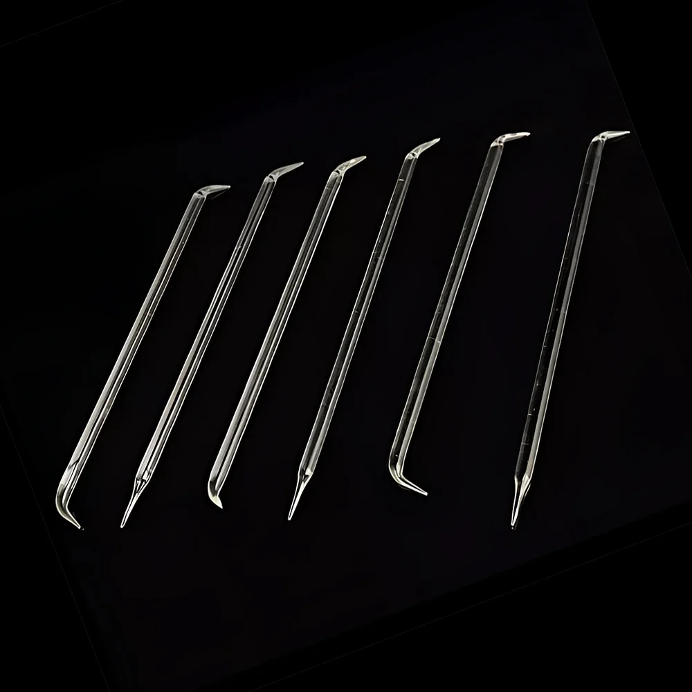 5PCS/10PCS Curved-Tip Glass Separation Needles: Single/Double-Ended for Tissue Dissection Lab Tools Instrument Supplies