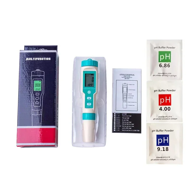 New PH pen multifunctional water quality tester PH value TDS conductivity salinity meter temperature specific gravity orp 7 in 1