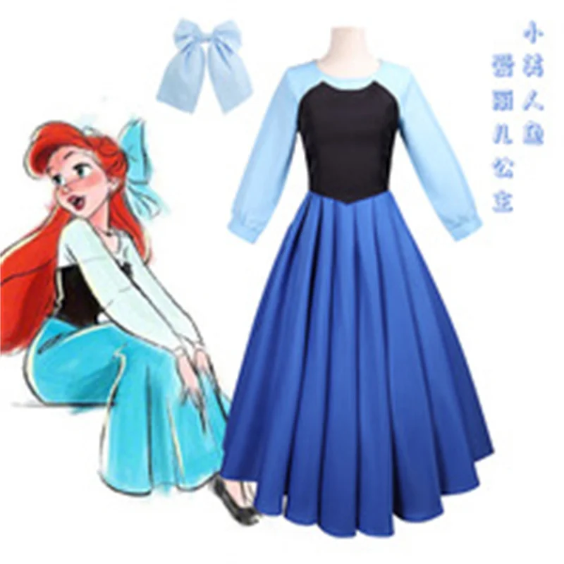 

Elegant The Little Mermaid Cosplay Ariel Costume Adults Blue Princess Dress For Women Halloween Party Sexy Fancy Dance Performan