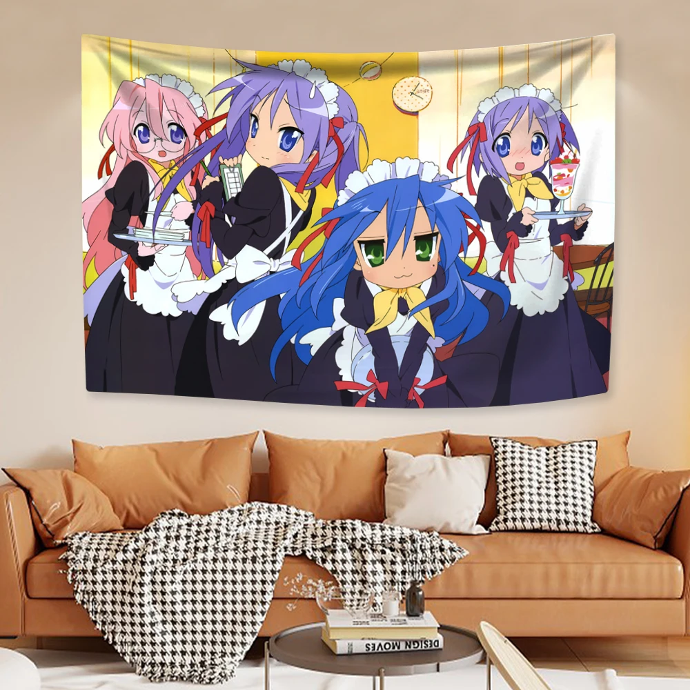 VIKAMA لطيف أنيمي الجدار الشنق "لاكي ستار" إيزومي كونامي اليابانية ديكور المنزل قماش مزخرف جداري غرفة نوم خلفية هدية الديكور #1