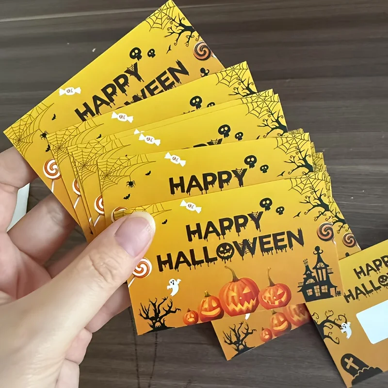 30/50sheets Party Scratch Cards,Gift Lottery Tickets,Happy Halloween with Pumpkin,Bat,Spider Design for Family Gathering Lottery view 6
