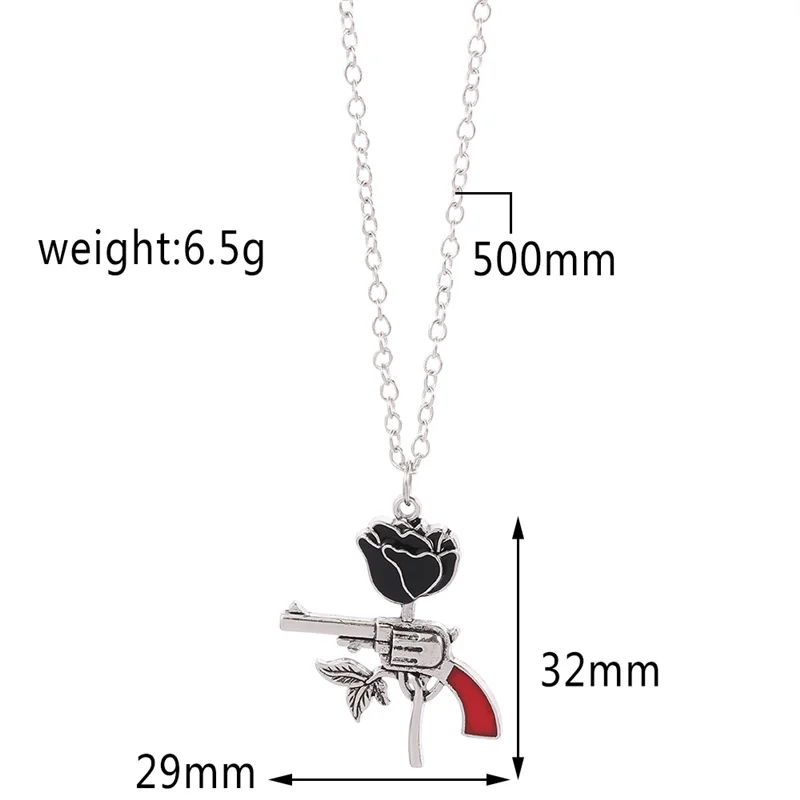 Vintage Rose Gun Pendant Jewelry Making Necklace Romantic Personality Metal Handmade Accessories Gift Best Selling Jewelry