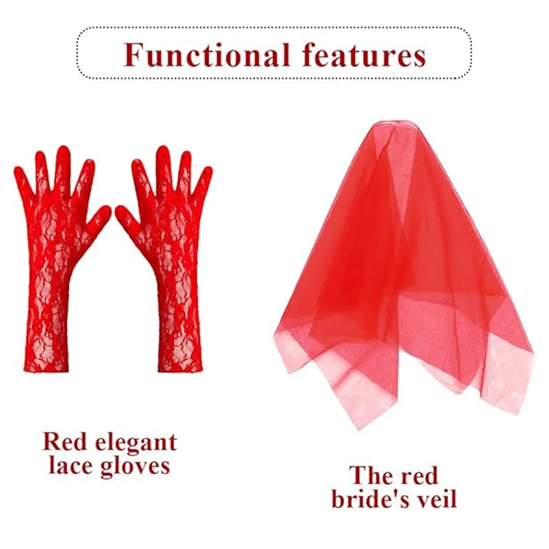 فستان ليديا ديتز-شبح العروس الرعب تأثيري للفتيات ، ثوب تول ، الحجاب والقفازات للأطفال ، هالوين ، حفلة عيد الميلاد ، فستان ، 3-14 سنة
