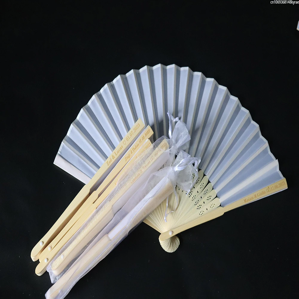 50/80 personalisierte Braut & Bräutigam Name & Datum Hochzeit Dance papier Hand Fan Benutzerdefinierte Folding Fan geschenke für gäste