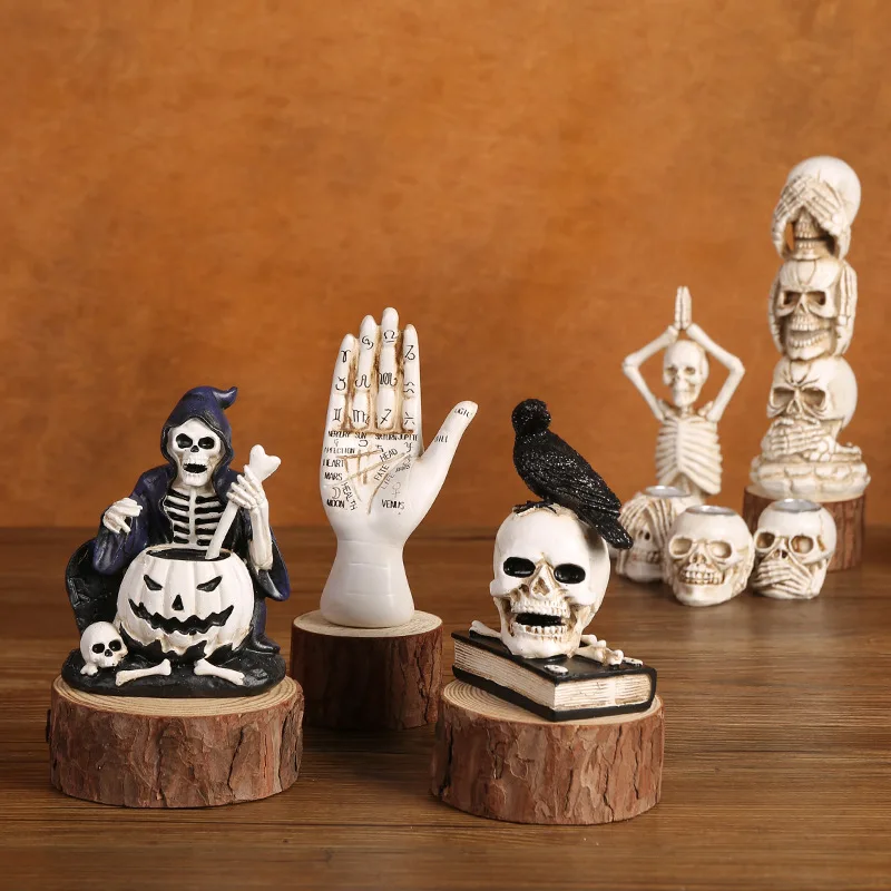 Halloween Creative Skeleton Interior Decoration Resin Ornaments Ghost Festival Desktop Gateway Decoration Holiday Gifts