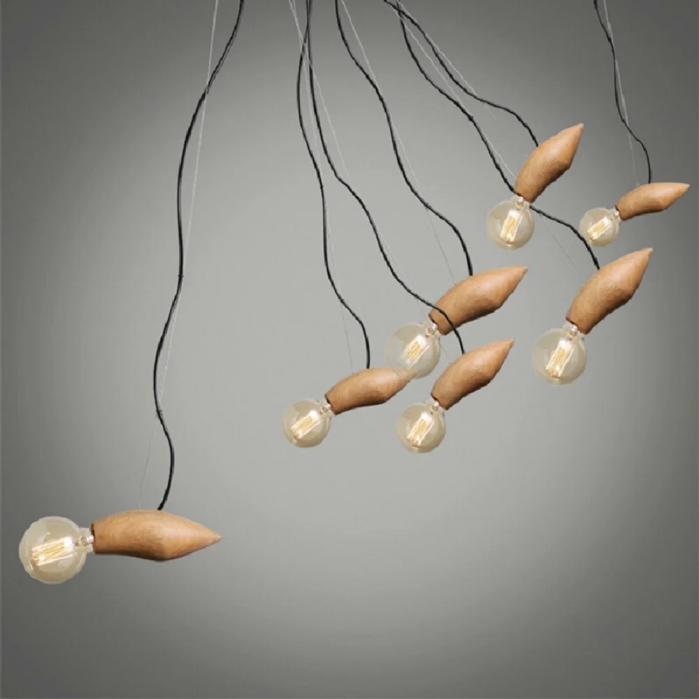 

LED pendant lamp Nordic originality personality Bedside Light Clothing Store Loft Lamp Single Head Solid Wood Light Bar light