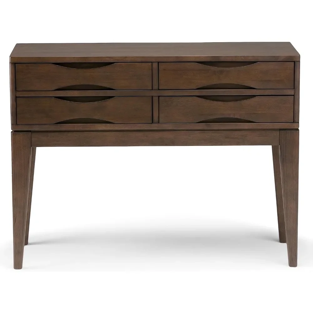 Canapé console de couloir moderne du milieu du siècle, table d'entrée dans la brochure, marron avec rangement, 4 portes de proximité, salon, 40 po de large