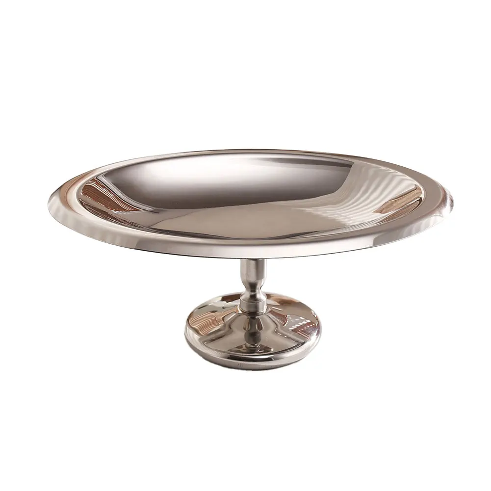 1 Piece Stainless Steel Oval Pedestal Cupcake Stand Silver Dessert Compote Dish For Ice Cream Fruit Party Serving Tableware