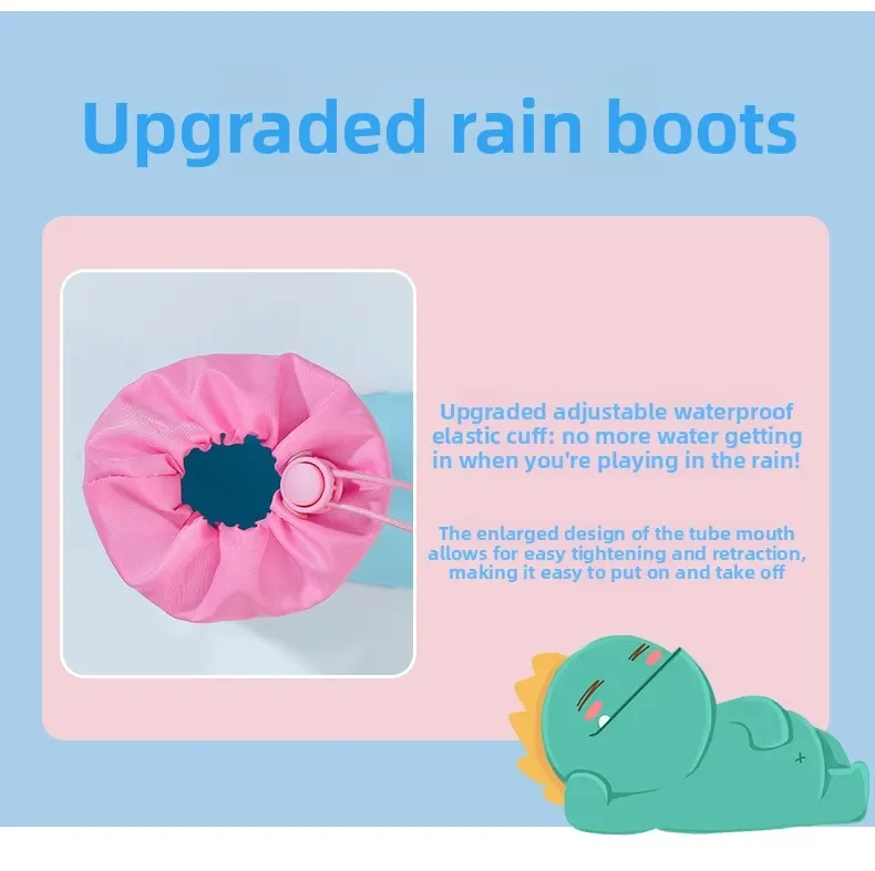 Kinder-Regenstiefel für Jungen und Mädchen, rutschfeste EVA-Outdoor-Cartoon-Dinosaurier-Regenstiefel für Kinder, wasserdichte Schuhe, Wasserschuhe für Mädchen – Detail 10