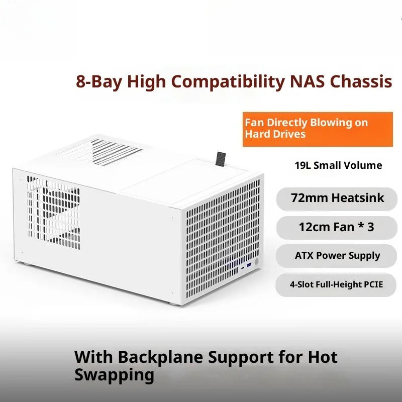 Large Power Supply ATX MATX Full-Height PCIe B8 8-Position NAS Chassis AIO Storage Service for Desktop Computers