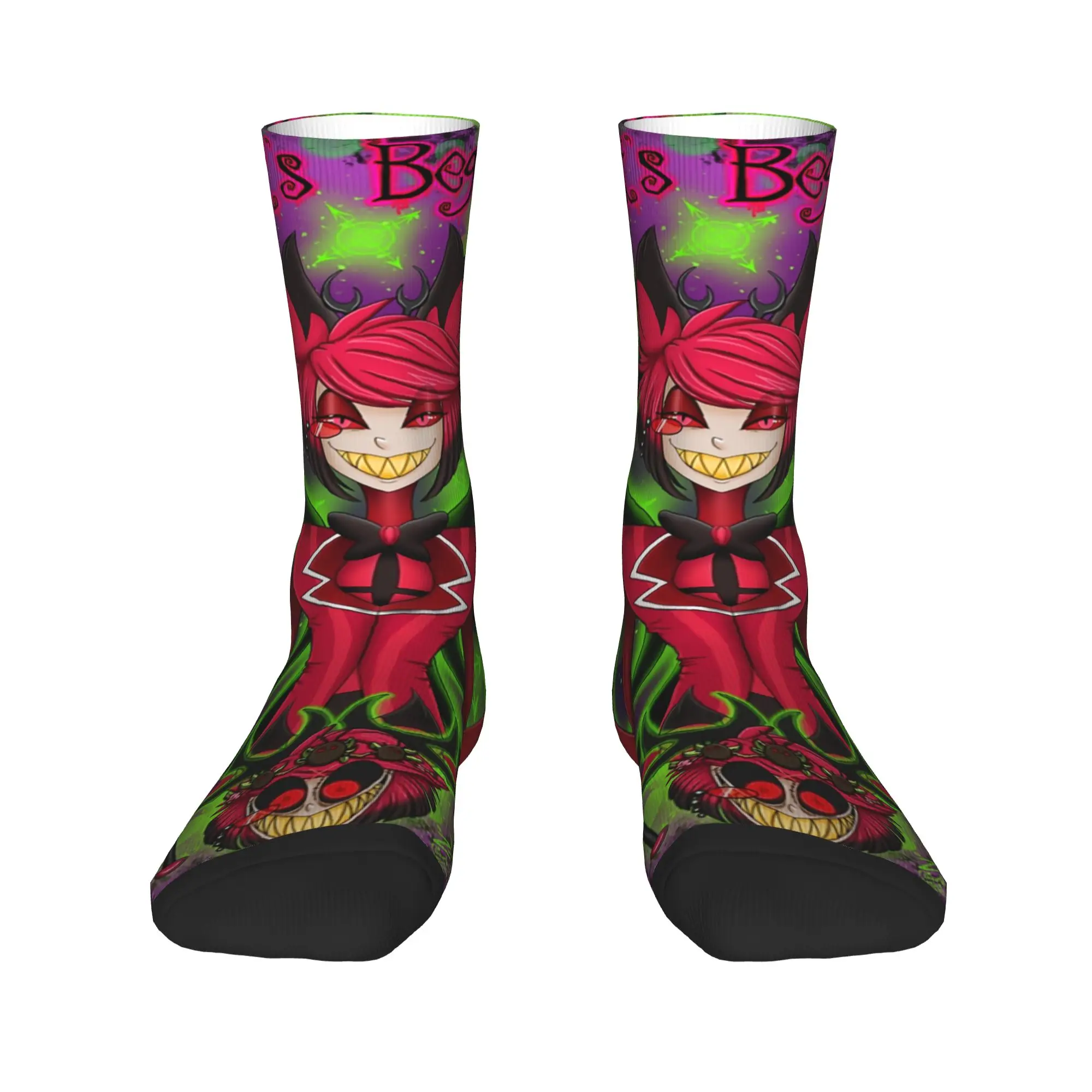 

Cool Mens Hazbins Anime Animation Hotel Dress Socks Unisex Warm Breathbale 3D Printing Crew Socks