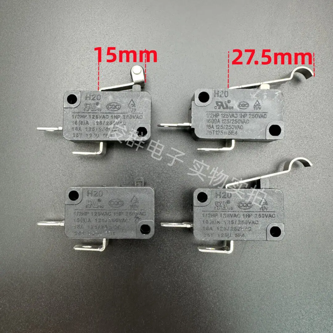 10pcs/ H20 micro switch 2-pin normally open 16A high current stroke detection reset touch point button
