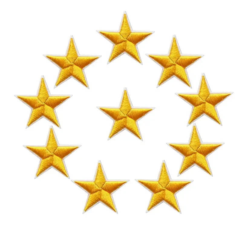 10PCS Stars Embroidered Patches Sew Iron On Badges Gold Silver Red Black Blue Pink For Clothes DIY Appliques Craft Decoration