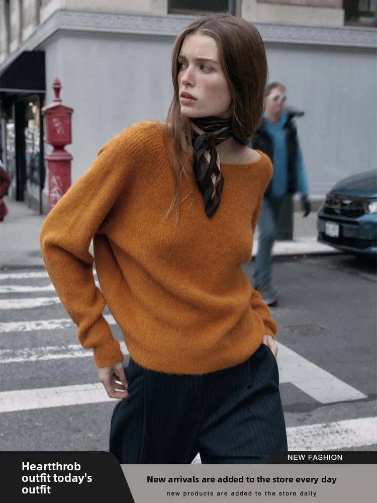 

New Autumn Women's Knitted Long Sve round Ne Design Ba Knot Sweater Casual Sle Comfortable Fit Knitwear for Teens