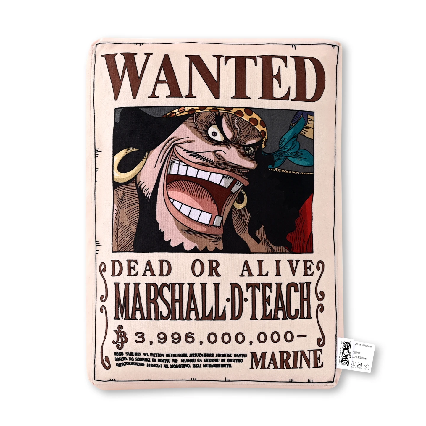 1 stuk officieel One Piece Wanted Poster kussen, dubbelzijdig anime sierkussen voor thuis, bank, kantoor, slaapkamer, collectie cadeau.