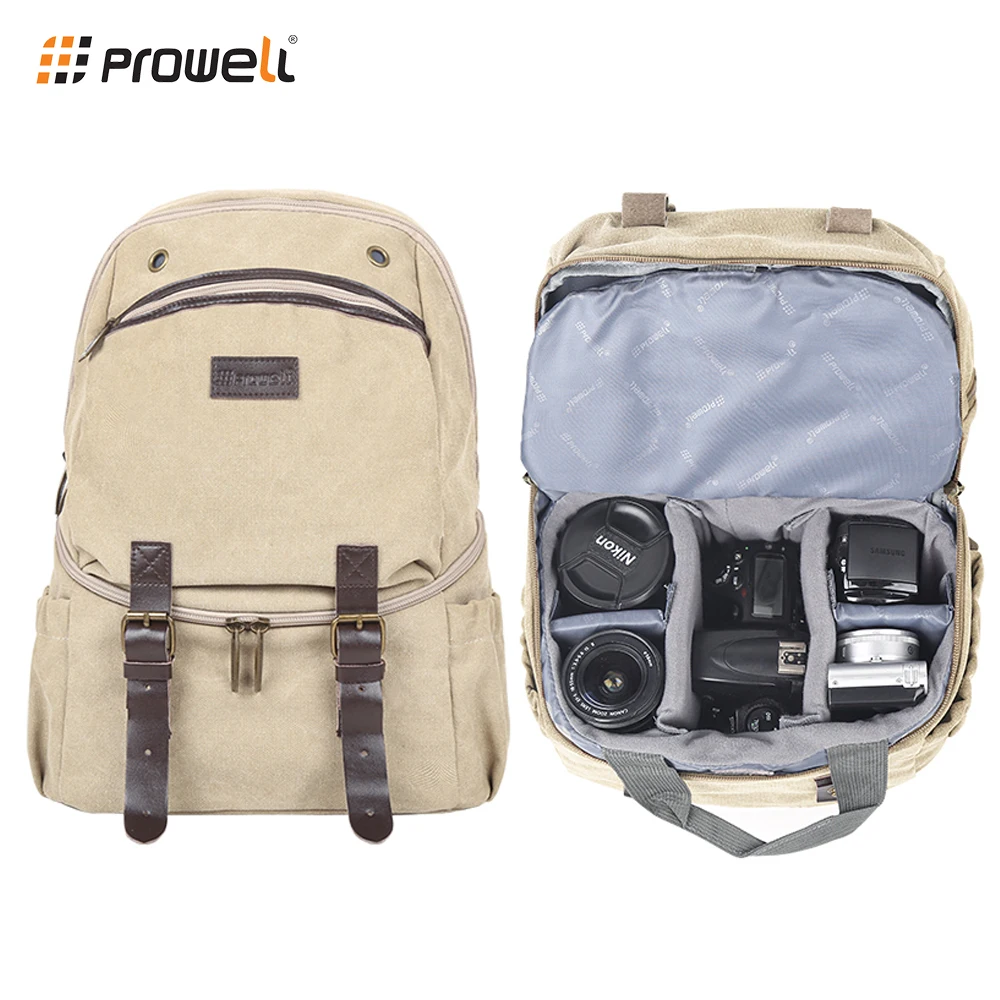 Prowell Camera Backpack Bags Canvas Leisure Multifunctional photography Backpack Bag Travel Camera Backpack For Canon Sony Nikon