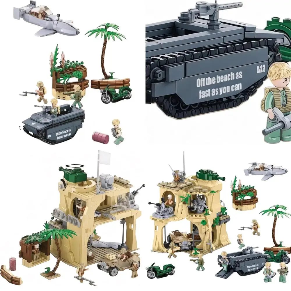 Set da battaglia Iwo Jima della Seconda Guerra Mondiale: modello di mattoni militari per buffet di storia, adolescenti e adulti
