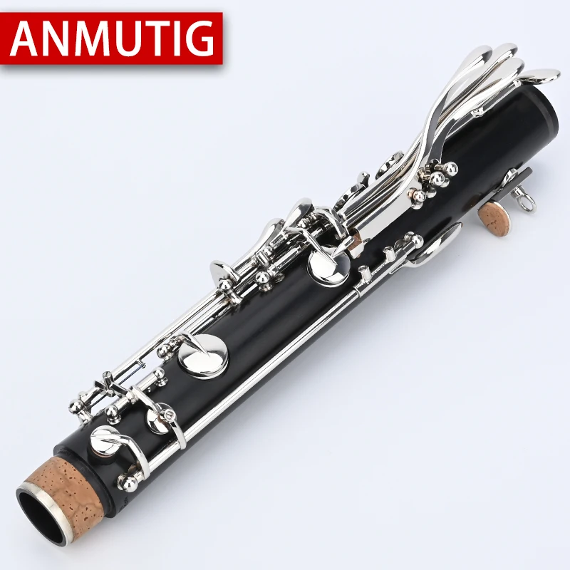 ANMUTIG Professional Bb Clarinet 19 Keys Plate With Silver Ebony Pipe Body Master