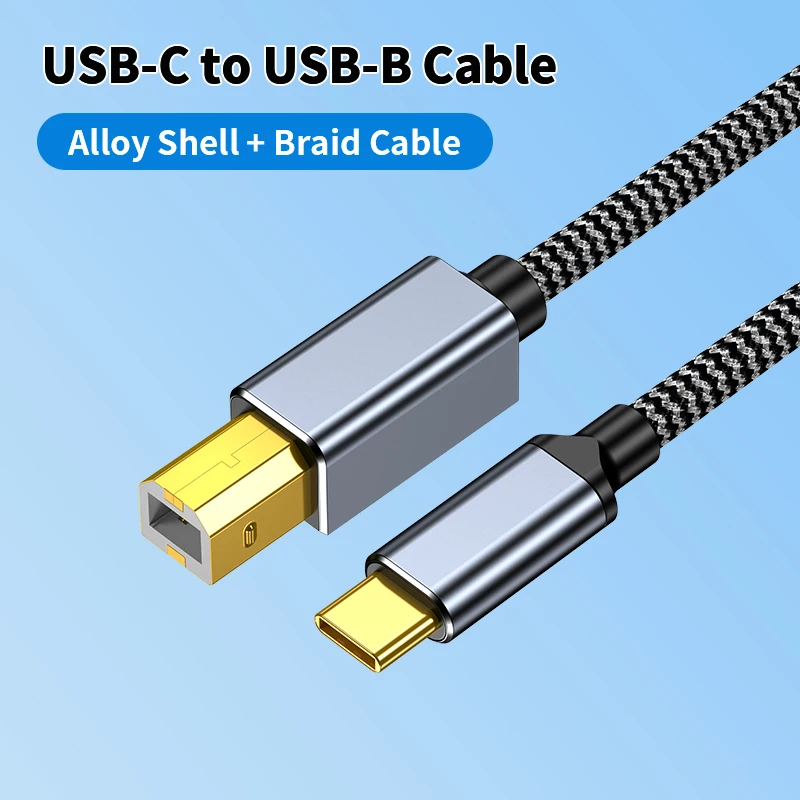 USB-C naar USB-B audiokabel voor MIDI-controller, keyboard, elektronische piano, synthesizer, geluidskaart, DAC, DJ-mixercontroller
