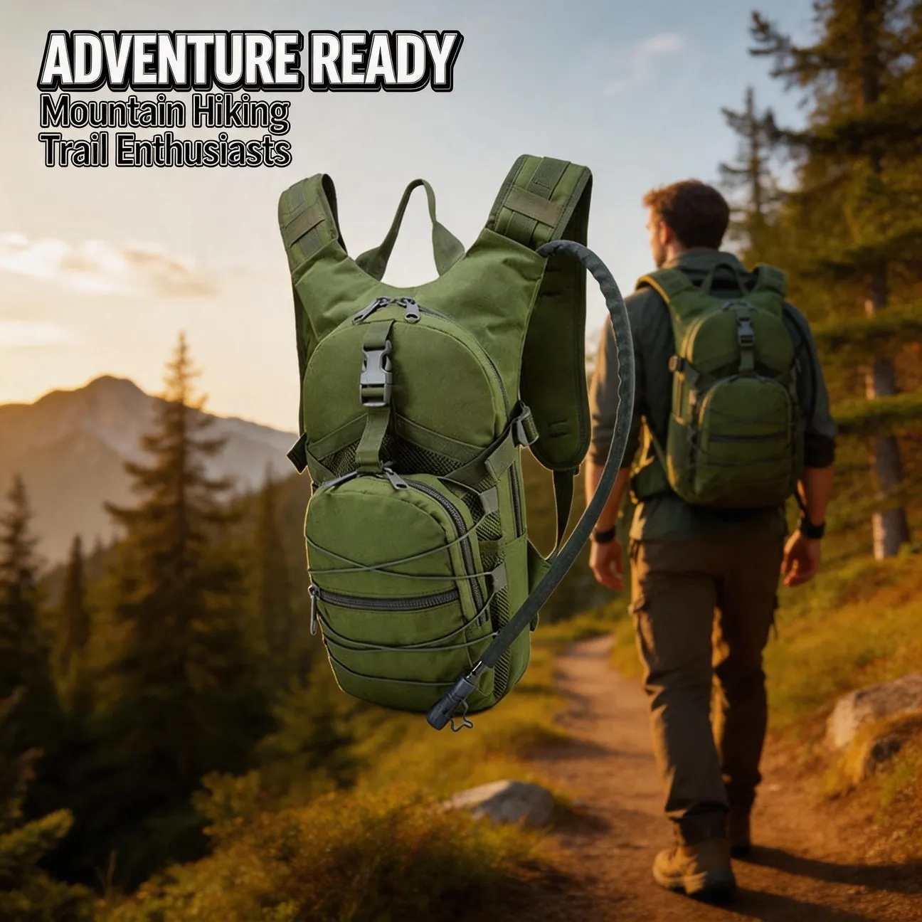 Cycling Hiking Mountaineering Backpack Bag With Water Bladder Hose Space Saving