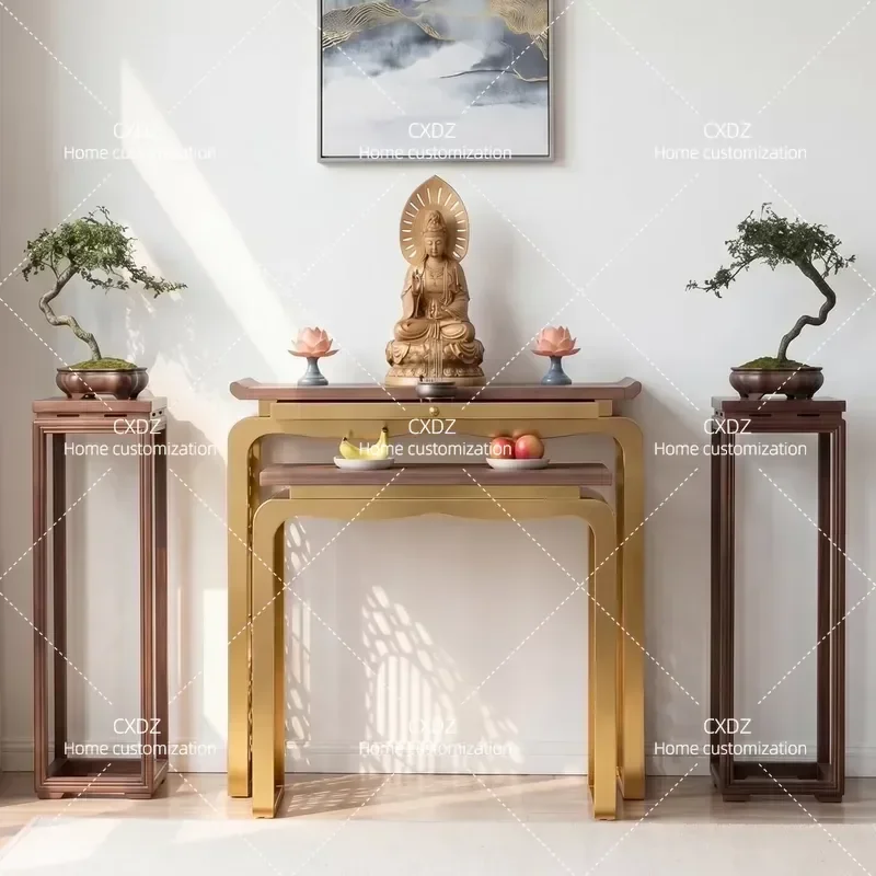 North American Black Walnut Offering Table Stainless Steel Incense Burner Stand New Chinese Style Light Luxury Household