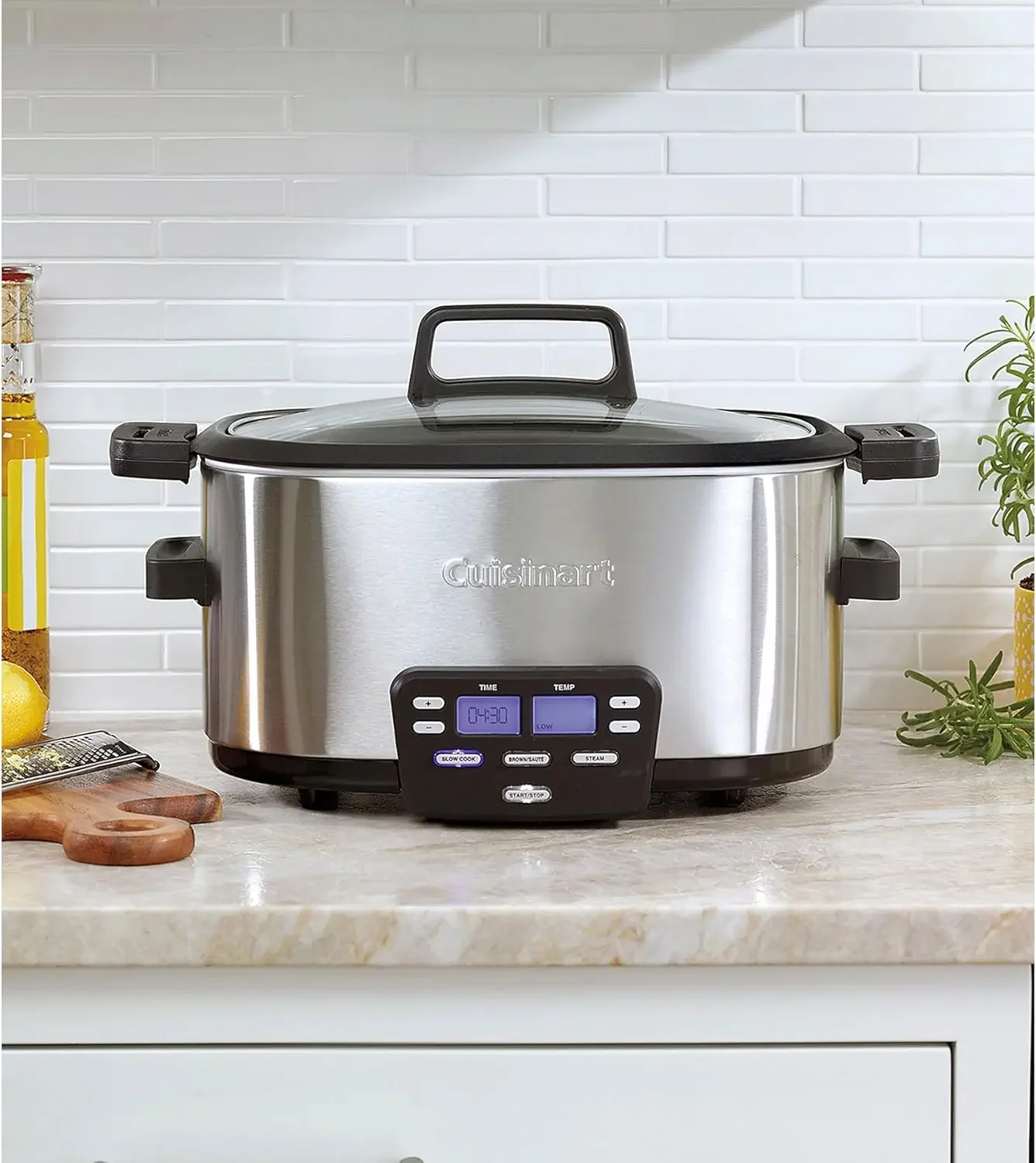 3-In-1 Cook Central 6-Quart Multi-Cooker: Slow Cooker, Coklat/Taute, Steamer, Perak