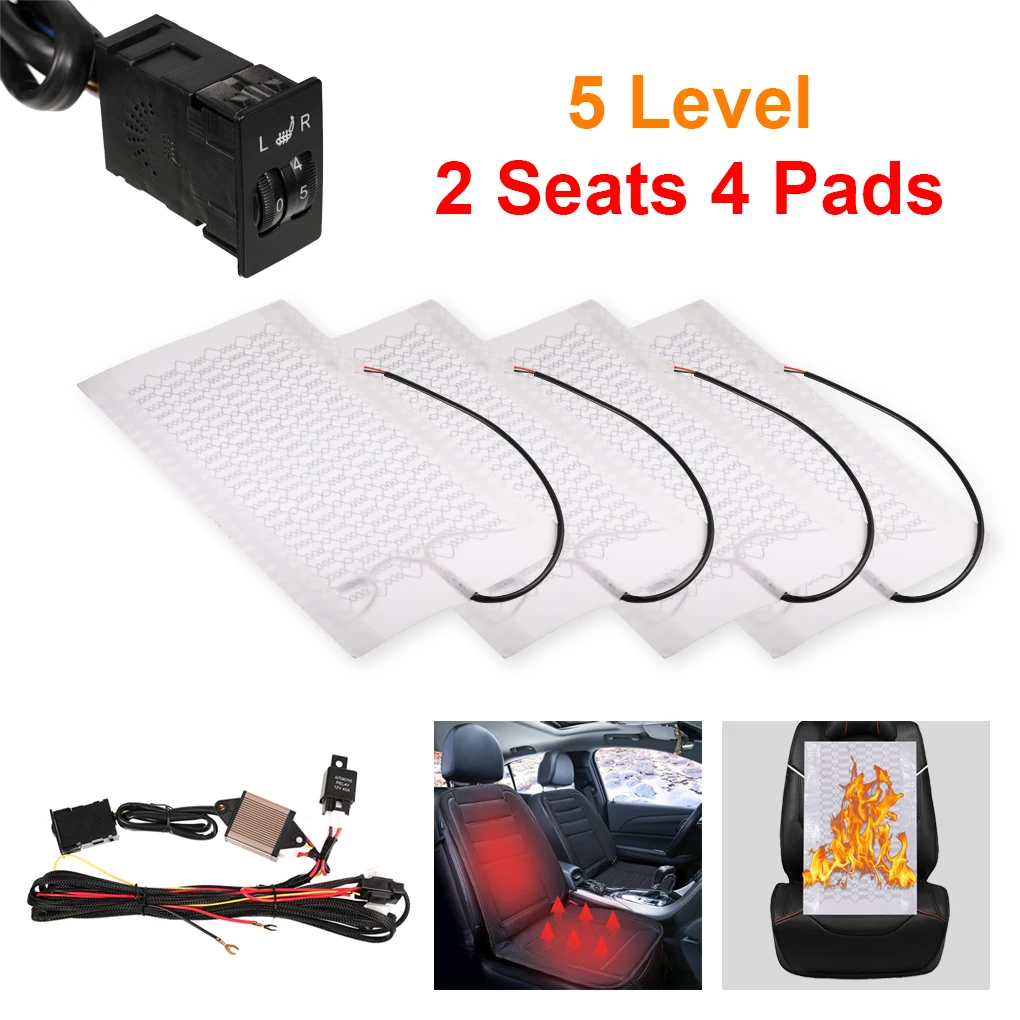 

4 Pieces Auto Seat Heater Thermal Winter Autumn Cable Power 12V Automobile Warmer Heating Pad Accessories with Controller