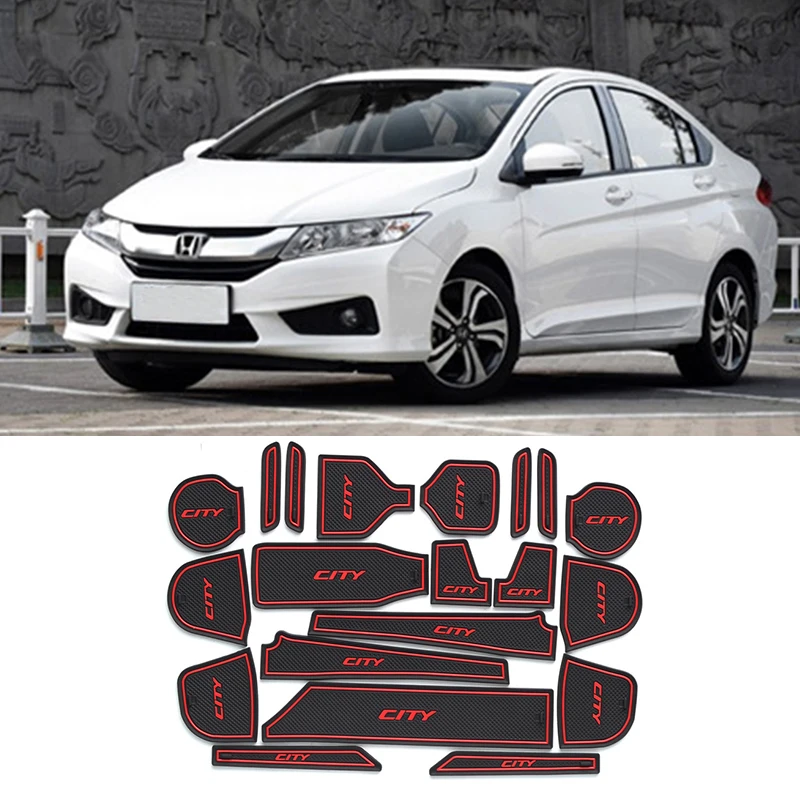 20 Pcs Car rubber anti-slip mat coaster Door Slot Mat Set For Honda CITY 2015 2016 2017 2018 accessories