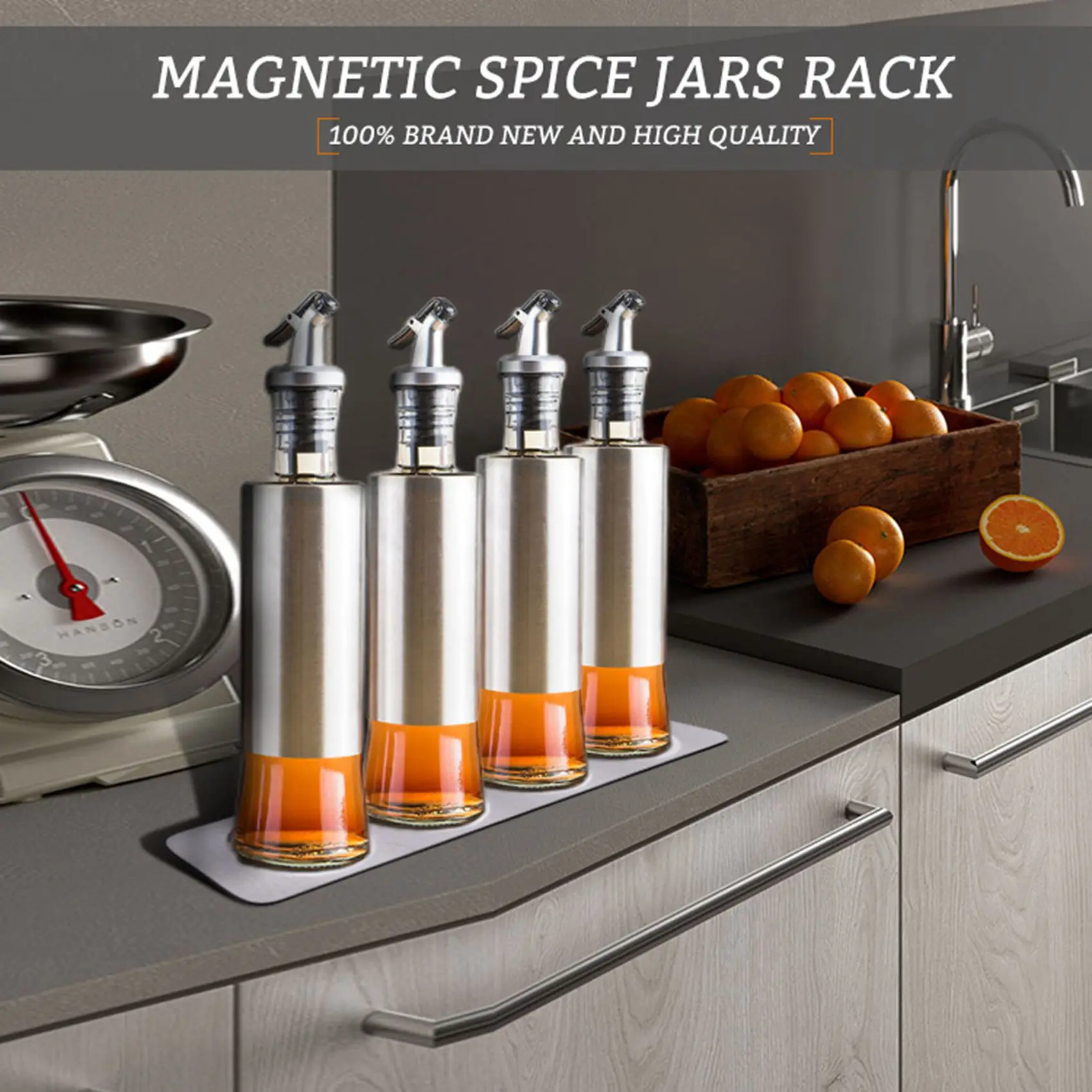 الجرار التوابل الفولاذ المقاوم للصدأ المغناطيسي ، قاعدة لوحة الحائط ، قاعدة مثبتة على الحائط لعلب التوابل المغناطيسية