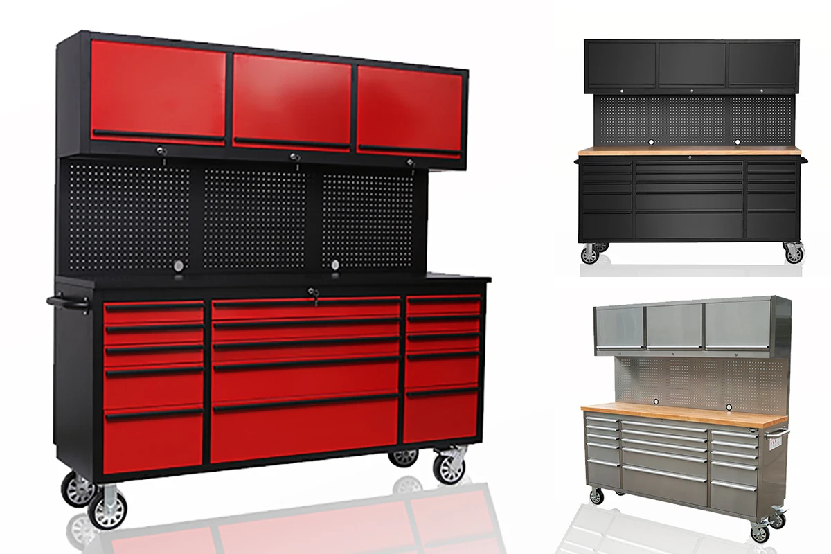 Hyxion Heavy Duty Metal Garage Car Workshop Bench Storage Herramienta Cabinet 15 Drawers Movable Work Tool Chest Trolley Cabinet