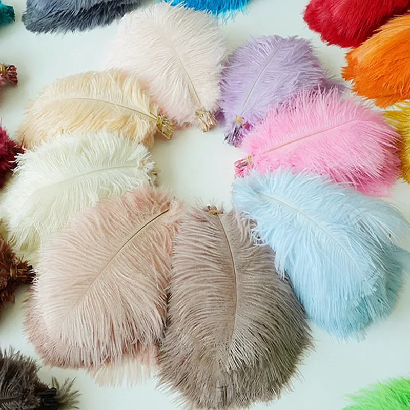 10Pcs Colored Ostrich Feathers for Crafts Wedding Decoration Handicraft Accessories Table Centerpieces Carnival Plumas Decor