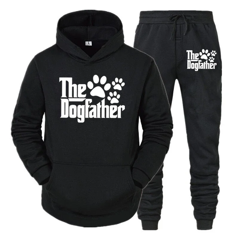 Funny Dog Paw Graphic Men Hoodies Autumn Long Sleeve Sweatshirt+Pant 2 Piece Set 